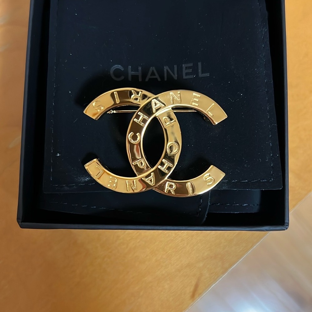 Chanel Gold Logo Brooch